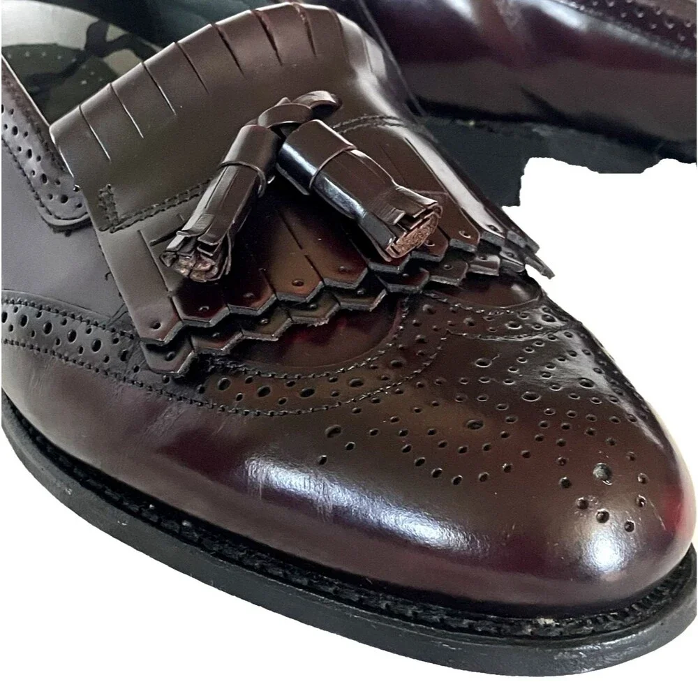 Dexter Shoes Vtg Kiltie Tassel Loafer Wingtip Burgundy Benchmade 10.5 USA Preppy